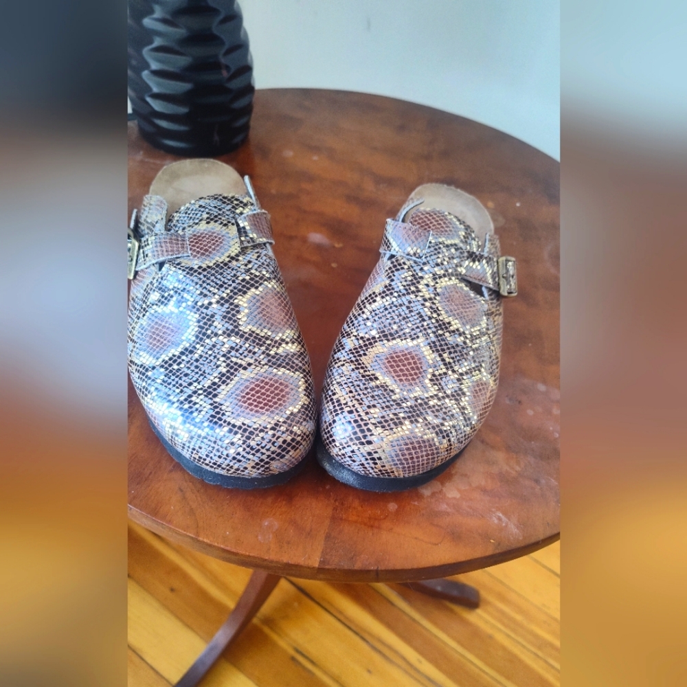Naot clog in gold python